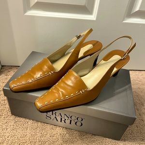 Franco Sarto, Camel Kid-Leather Slingback heels, size 7M